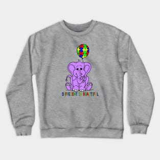 Autism Awareness Baby Purple Elephant DIFFERENT IS BEAUTIFUL Crewneck Sweatshirt